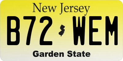 NJ license plate B72WEM