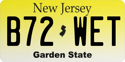 NJ license plate B72WET