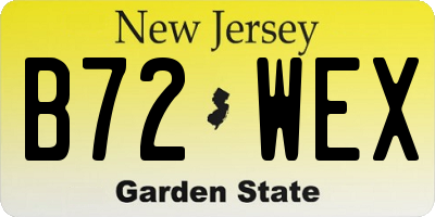 NJ license plate B72WEX