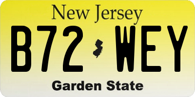 NJ license plate B72WEY