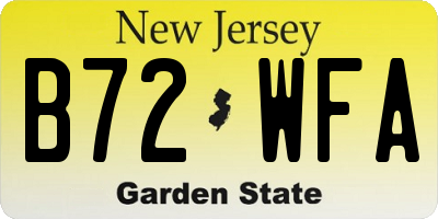 NJ license plate B72WFA