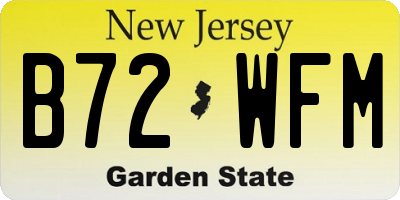 NJ license plate B72WFM