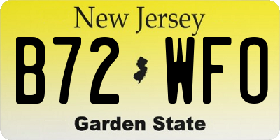 NJ license plate B72WFO