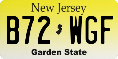 NJ license plate B72WGF