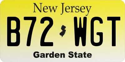 NJ license plate B72WGT