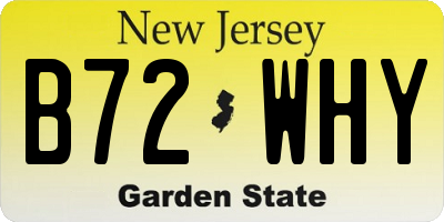 NJ license plate B72WHY