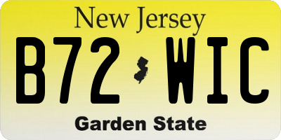 NJ license plate B72WIC