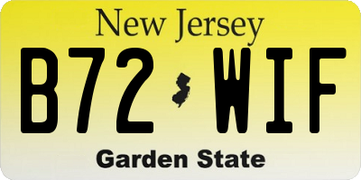 NJ license plate B72WIF