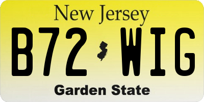 NJ license plate B72WIG