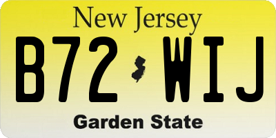 NJ license plate B72WIJ