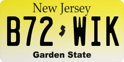 NJ license plate B72WIK