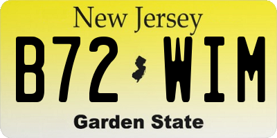 NJ license plate B72WIM