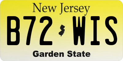 NJ license plate B72WIS