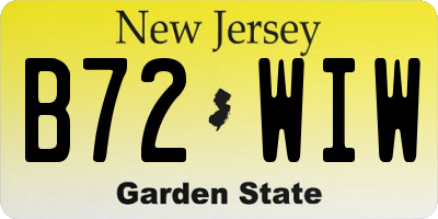 NJ license plate B72WIW