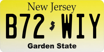 NJ license plate B72WIY