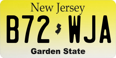 NJ license plate B72WJA