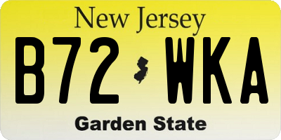 NJ license plate B72WKA