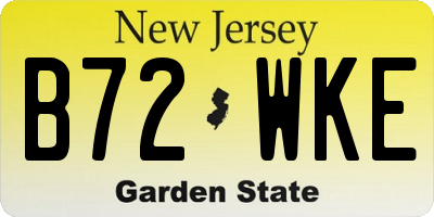 NJ license plate B72WKE