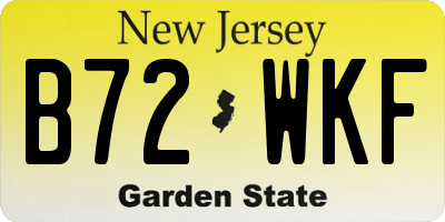 NJ license plate B72WKF