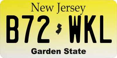 NJ license plate B72WKL