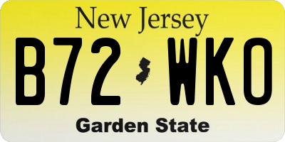 NJ license plate B72WKO