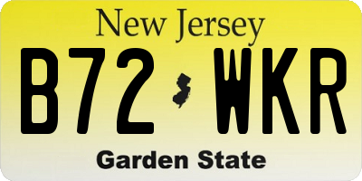 NJ license plate B72WKR