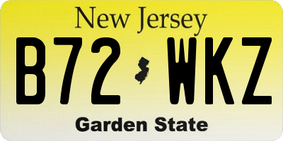 NJ license plate B72WKZ