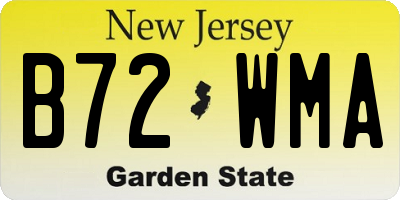 NJ license plate B72WMA