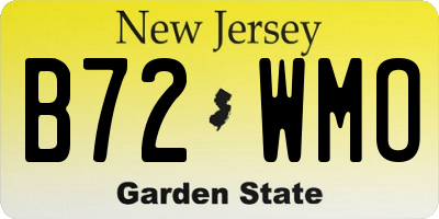 NJ license plate B72WMO