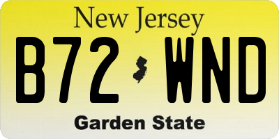 NJ license plate B72WND