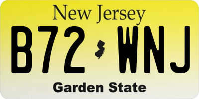 NJ license plate B72WNJ