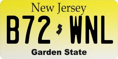 NJ license plate B72WNL