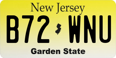 NJ license plate B72WNU