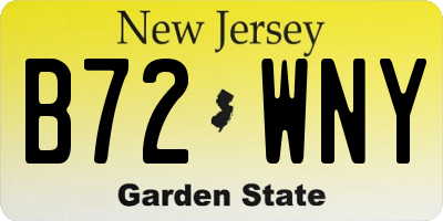 NJ license plate B72WNY