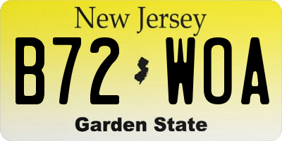 NJ license plate B72WOA