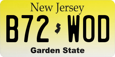 NJ license plate B72WOD