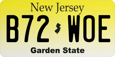 NJ license plate B72WOE