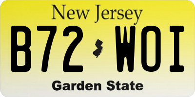 NJ license plate B72WOI