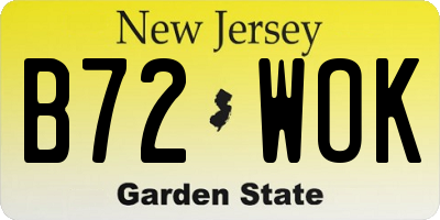 NJ license plate B72WOK