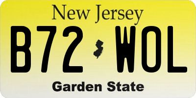 NJ license plate B72WOL