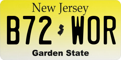 NJ license plate B72WOR