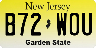 NJ license plate B72WOU