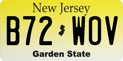 NJ license plate B72WOV