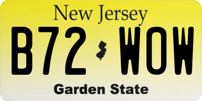 NJ license plate B72WOW