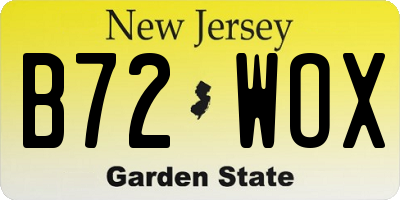 NJ license plate B72WOX