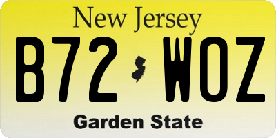NJ license plate B72WOZ