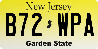 NJ license plate B72WPA