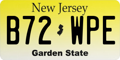 NJ license plate B72WPE