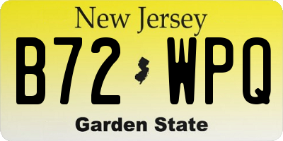NJ license plate B72WPQ