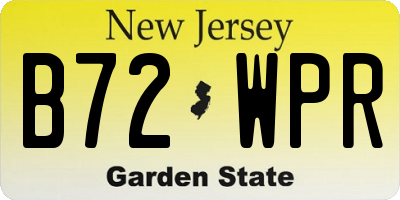 NJ license plate B72WPR